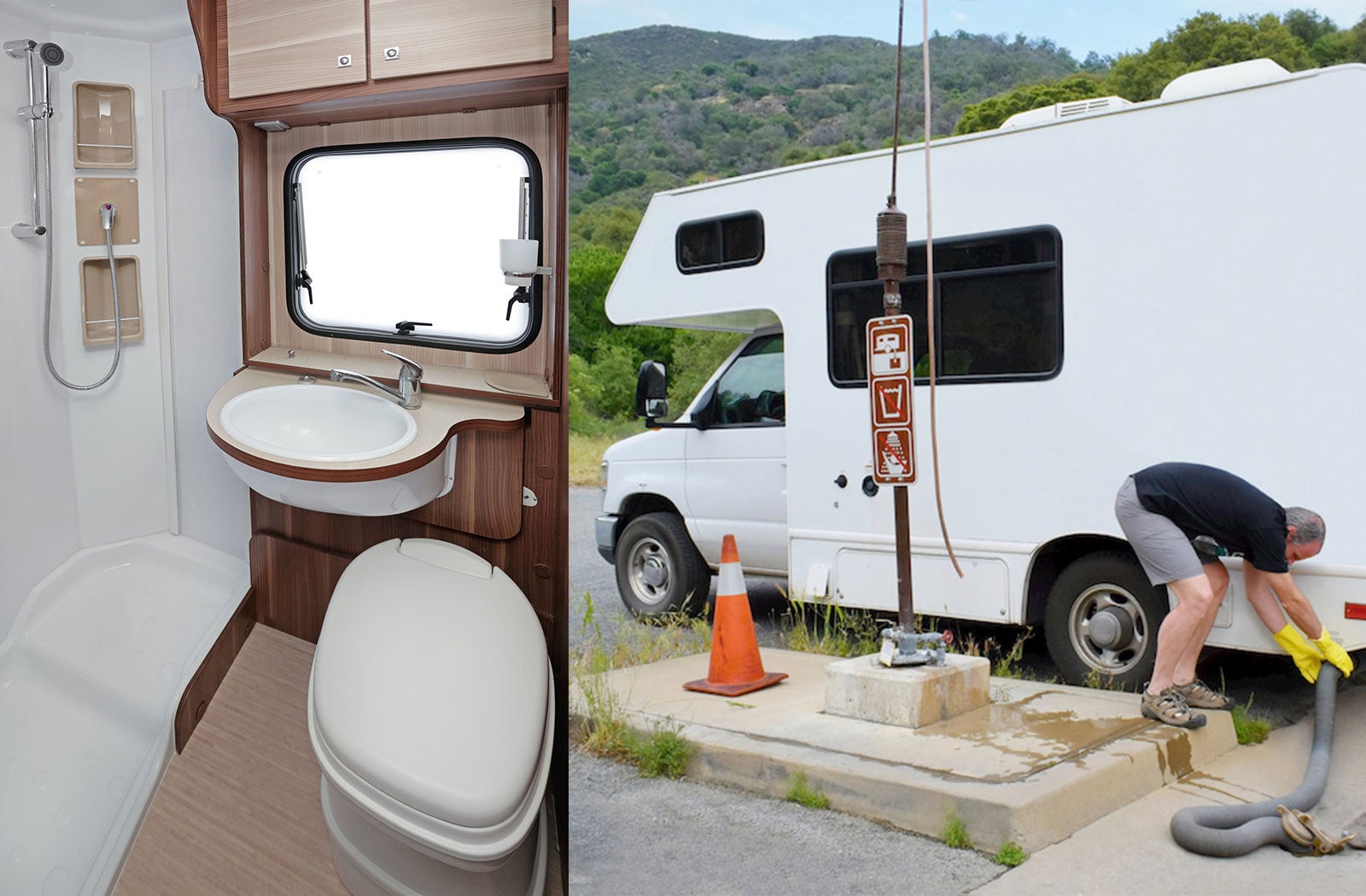 Portable RV/camper toilet and holding tank setup in Mccomb, Mississippi