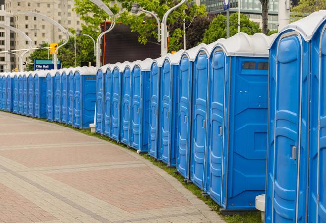 Seasonal porta potty units set up at a Mccomb, Mississippi venue